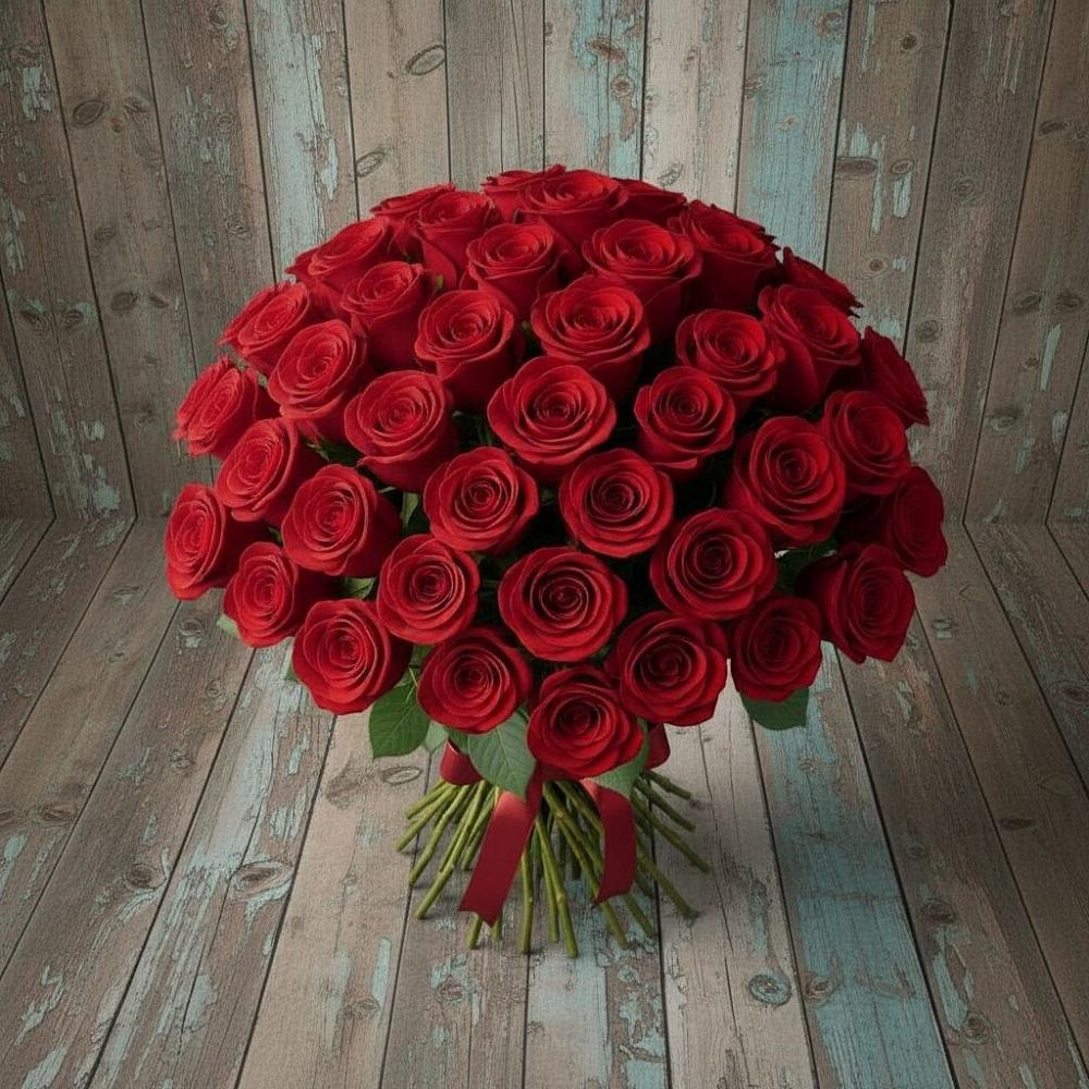 Букет 55 Красных роз Фридом в Токарёвке