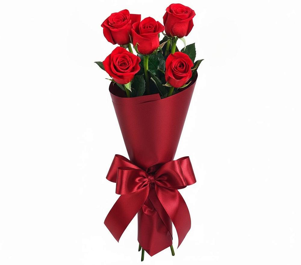 Букет 5 Красных роз Эдлесс Лав в Токарёвке