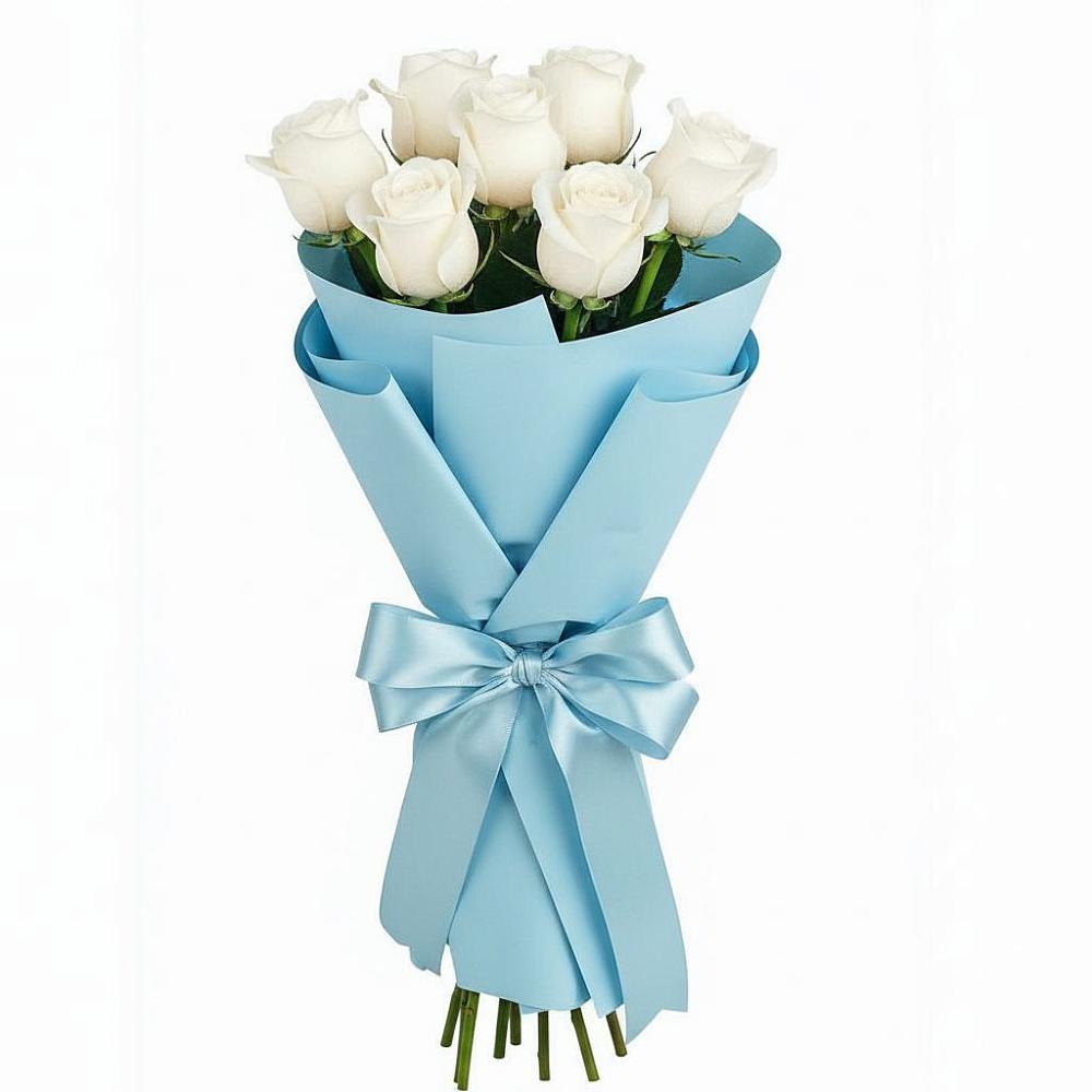 Букет 7 белых роз Проуд в Токарёвке