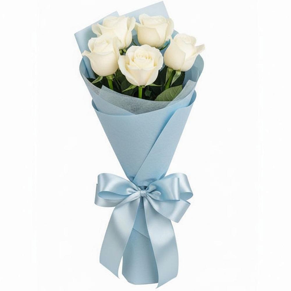 Букет 5 Белых роз Проуд в Токарёвке