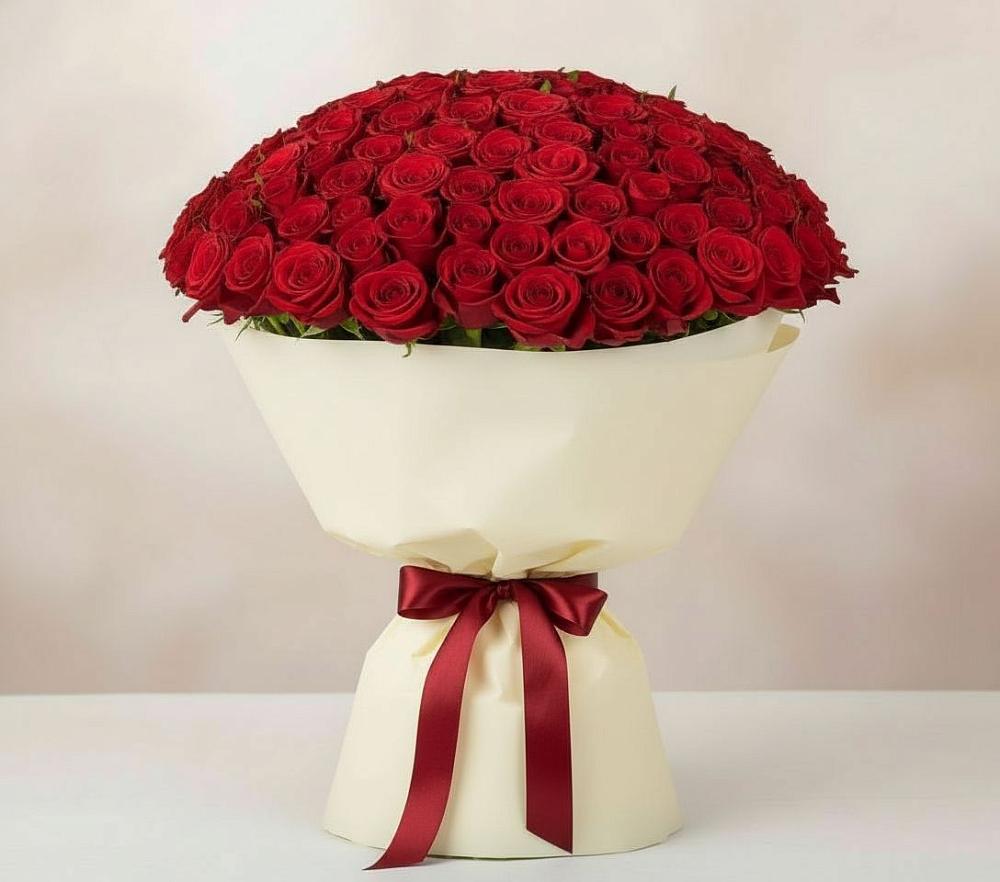 Букет 101 Красная роза Милано в Токарёвке