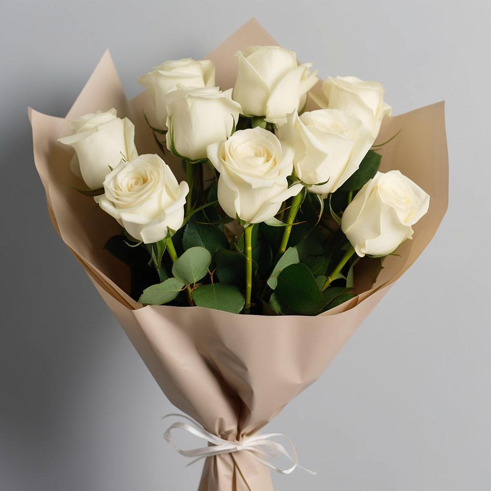Букет 9 Белых роз Эдлесс Лав в Токарёвке