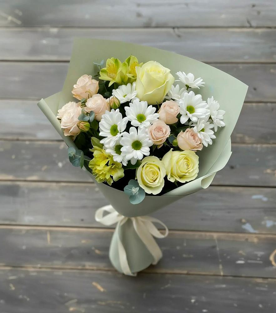 Букет цветов из: Альстромерии, Розы и Хризантемы в Токарёвке