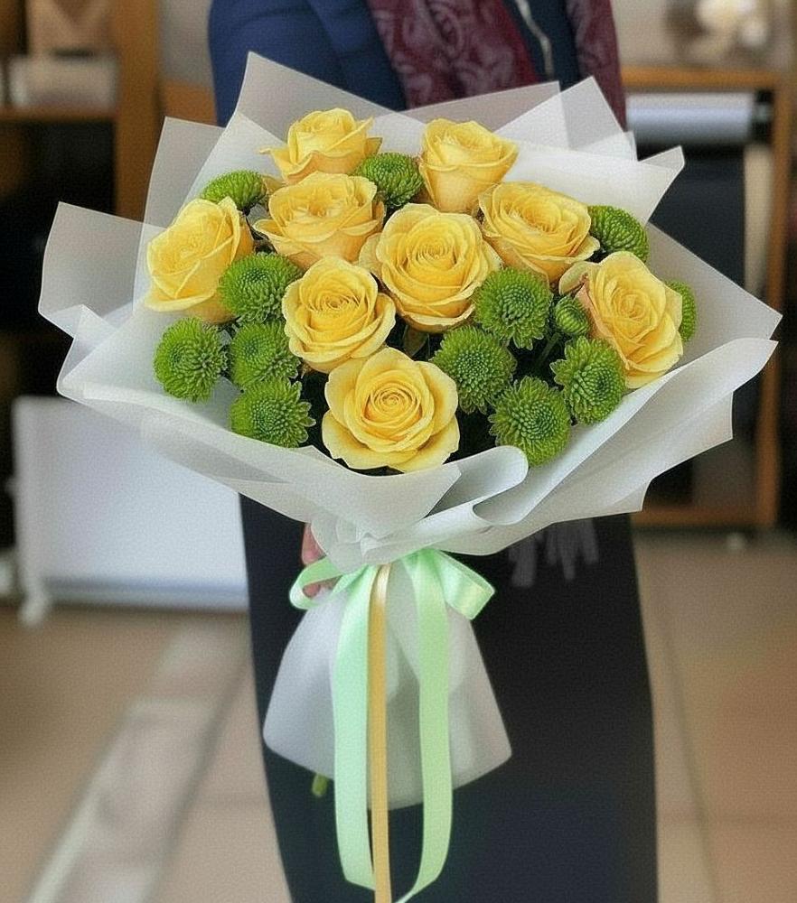 Букет цветов из: Хризантемы и Розы в Токарёвке