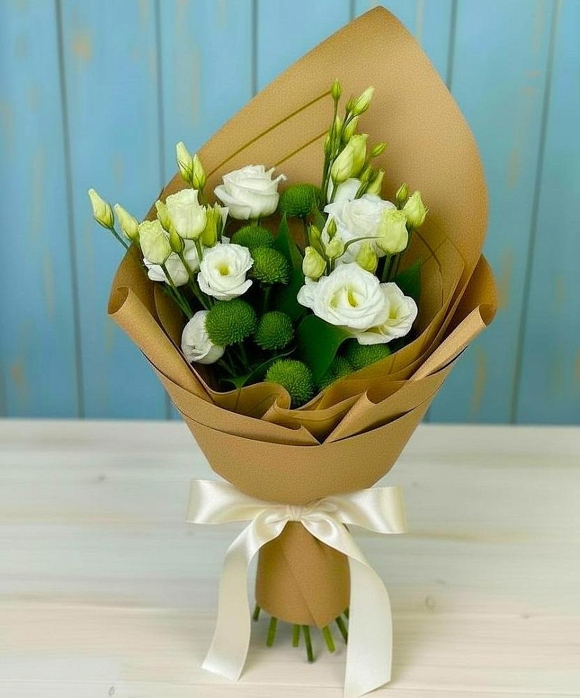 Букет цветов из: Хризантемы и Лизиантусы в Токарёвке