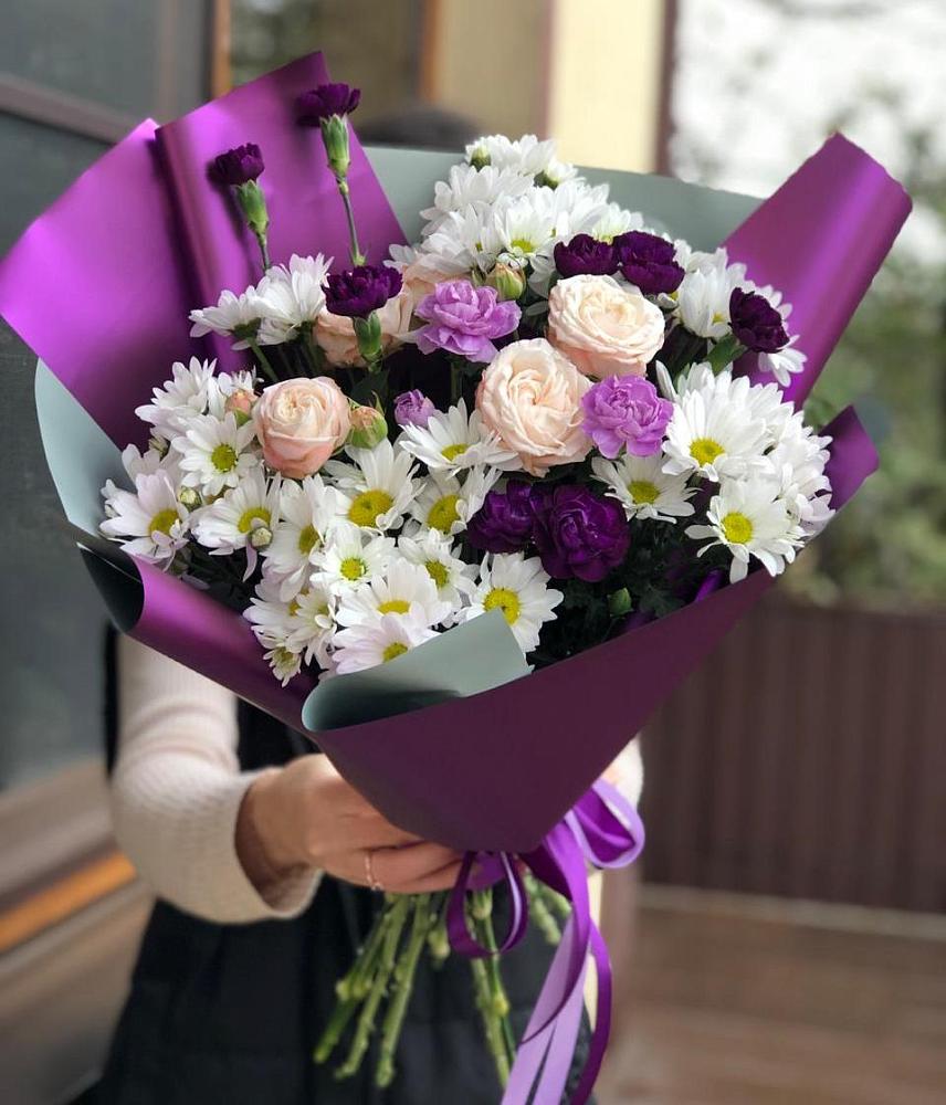 Букет цветов из: Хризантемы, Гвоздики и Розы в Токарёвке