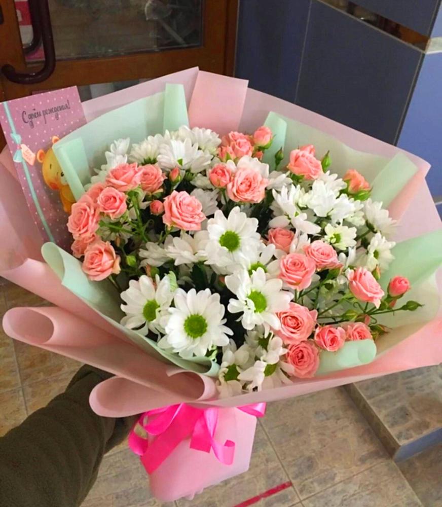 Букет цветов из: Розы и Хризантемы в Токарёвке