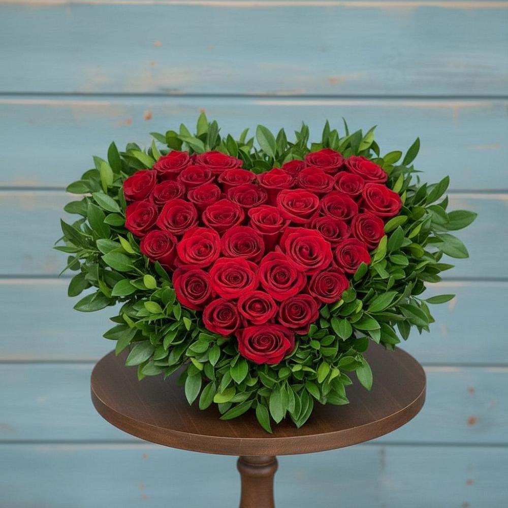 Цветочная композиция из Розы в виде сердца в Токарёвке