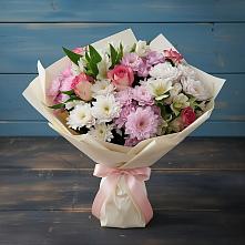 Букет цветов из:  Хризантемы, Альстромерии и Розы в Токарёвке