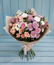Букет цветов из:  Хризантемы, Розы и Альстромерии в Токарёвке