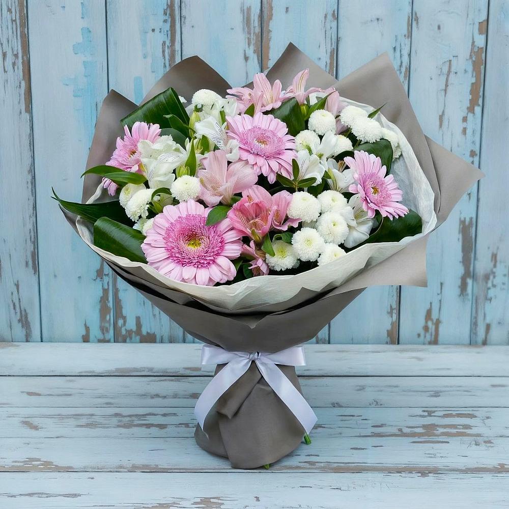 Букет цветов из: Герберы, Альстромерии и Хризантемы в Токарёвке
