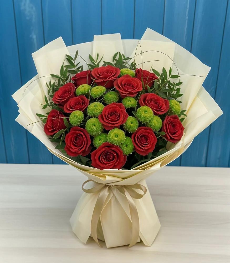 Букет цветов из: Розы и Хризантемы в Токарёвке